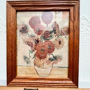 Framed Van Gogh, Sunflowers in a vase Art Print